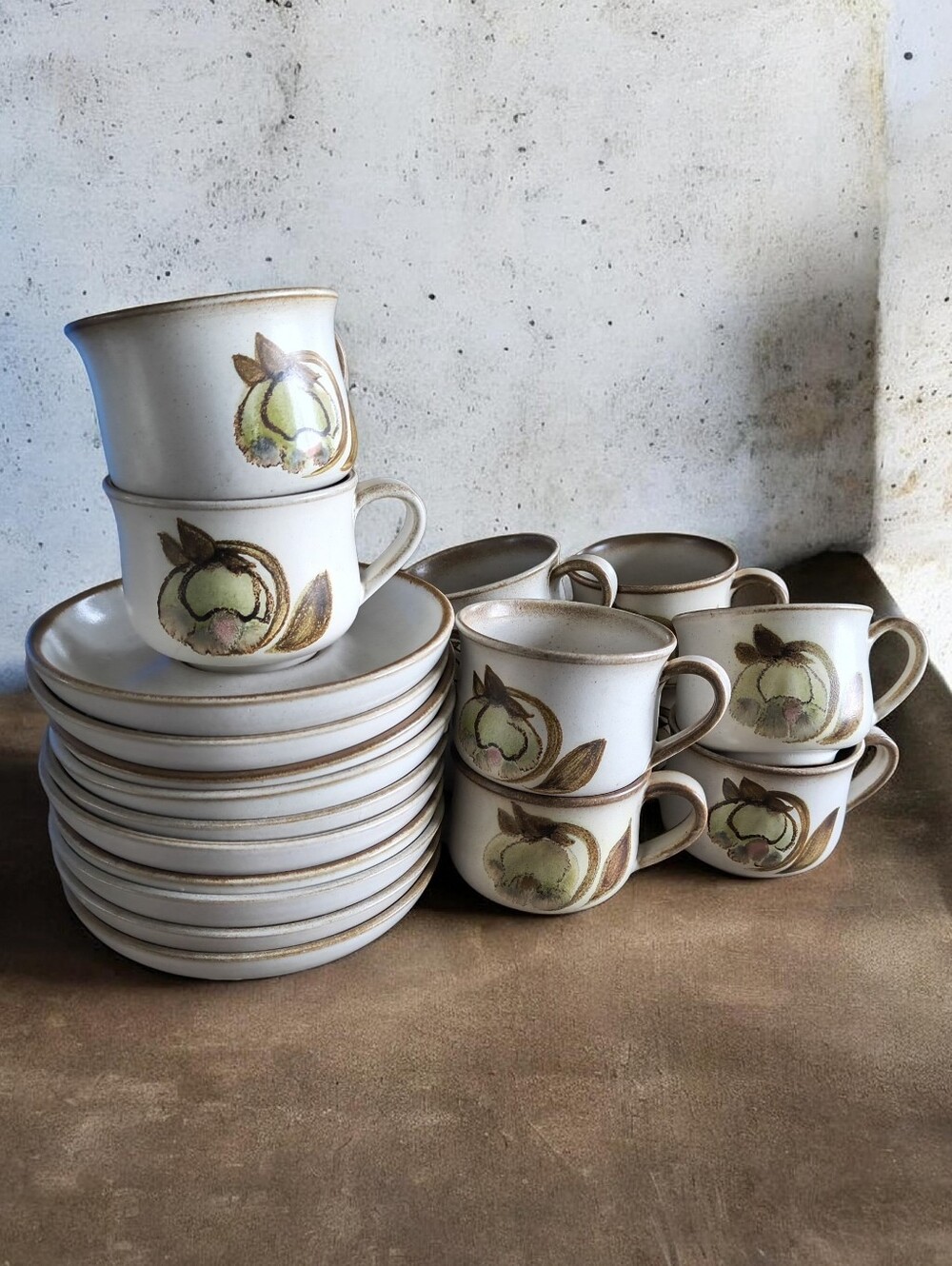 Denby England Troubadour Cups /Saucer Stoneware - Set Of 20 Classic Cottage
